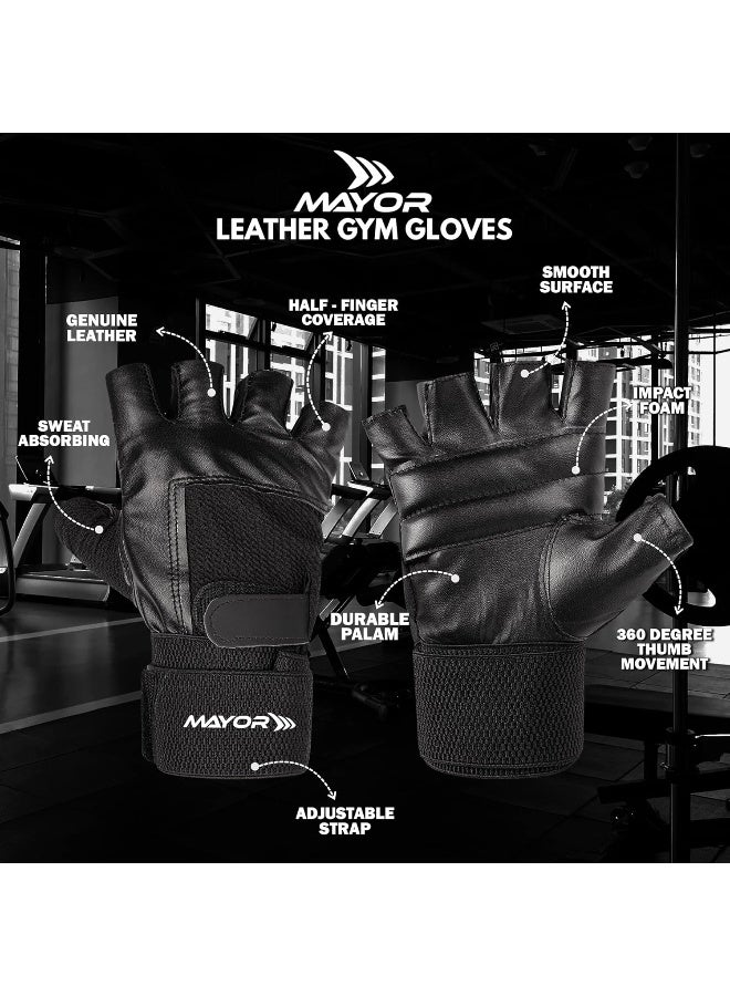 مايور قفازات مايور بريميير الجلدية مع دعم المعصم – أسود، مقاس حر - Image 2