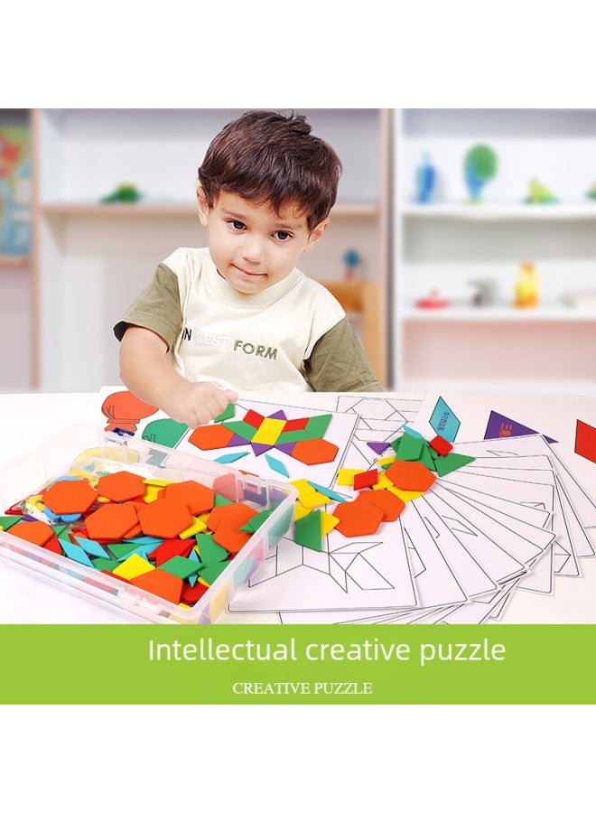 Wooden Puzzle Early Education Children Boxed Puzzle Shape Digital Cognitive Puzzle Toy Intellectual Creative Building Blocks Toy-Color:MZM-day And Night Building Blocks - Image 2