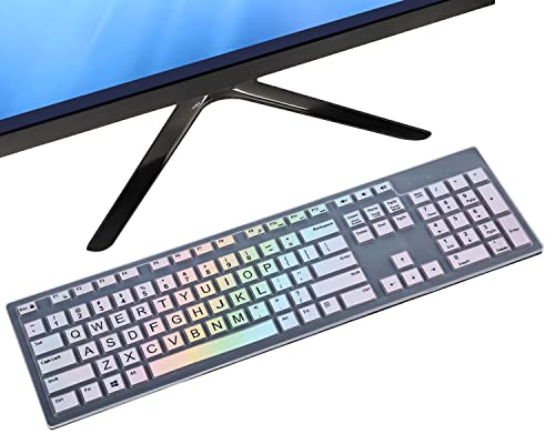 imComor Keyboard Cover for Dell KM636 Wireless Keyboard & Dell KB216 Wired/Dell Optiplex 5250 3050 3240 5460 7450 7050/Dell Inspiron AIO 3475/3670/3477 All-in One Desktop Keyboard Cover Skin, Colorful Rainbow - Image 1