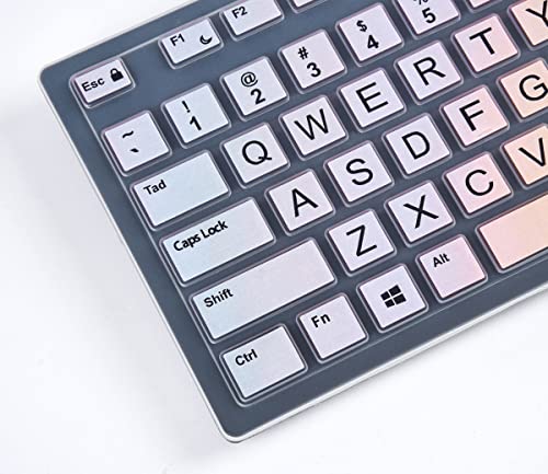 imComor Keyboard Cover for Dell KM636 Wireless Keyboard & Dell KB216 Wired/Dell Optiplex 5250 3050 3240 5460 7450 7050/Dell Inspiron AIO 3475/3670/3477 All-in One Desktop Keyboard Cover Skin, Colorful Rainbow - Image 3