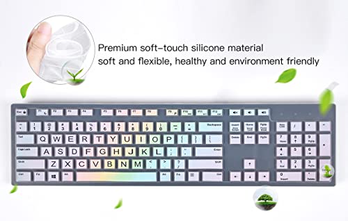 imComor Keyboard Cover for Dell KM636 Wireless Keyboard & Dell KB216 Wired/Dell Optiplex 5250 3050 3240 5460 7450 7050/Dell Inspiron AIO 3475/3670/3477 All-in One Desktop Keyboard Cover Skin, Colorful Rainbow - Image 5