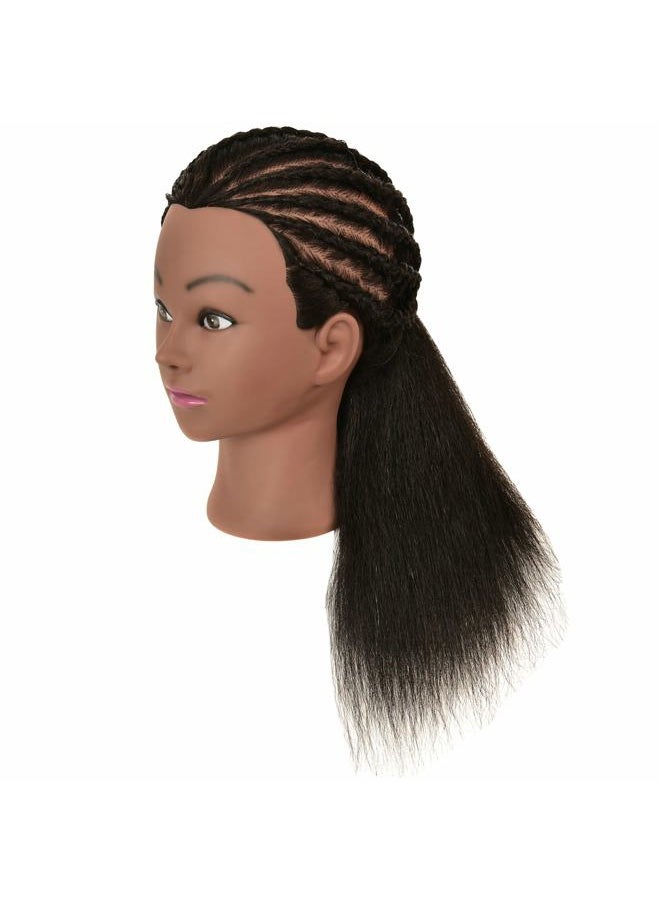 LOHXINHAIR - Real 100% Human Hair Mannequin Head with Stand for Hairdresser Practice Braiding Styling Cosmetology Manikin Doll Training Head - Image 1