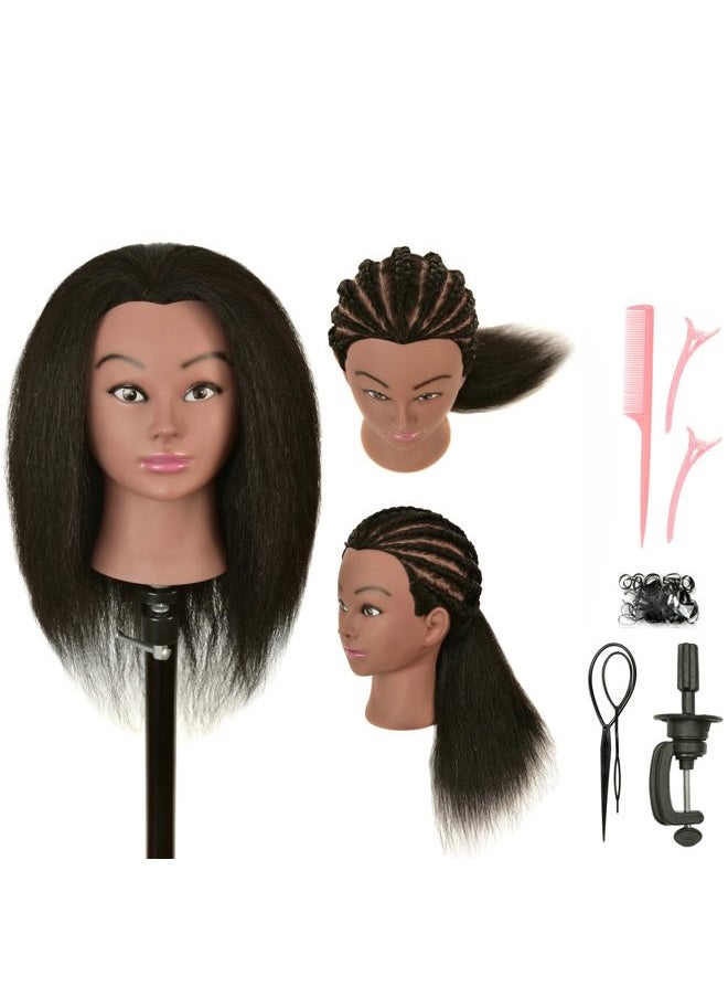 LOHXINHAIR - Real 100% Human Hair Mannequin Head with Stand for Hairdresser Practice Braiding Styling Cosmetology Manikin Doll Training Head - Image 1