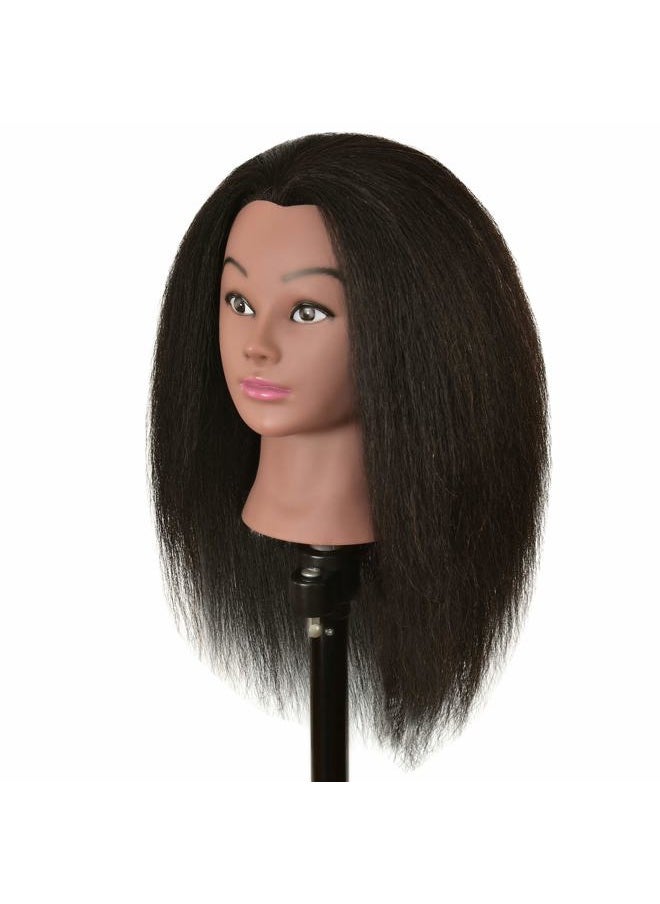 LOHXINHAIR - Real 100% Human Hair Mannequin Head with Stand for Hairdresser Practice Braiding Styling Cosmetology Manikin Doll Training Head - Image 1