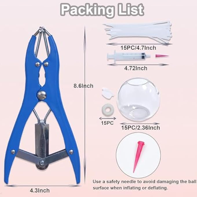WEBUEP طقم كرات الضغط DIY مكون من 15 قطعة مع قشور فارغة ومضخة هواء وأداة توسيع لصنع كرات الضغط، اصنع كرات الضغط الخاصة بك للبالغين (15 شفاف) - Image 2