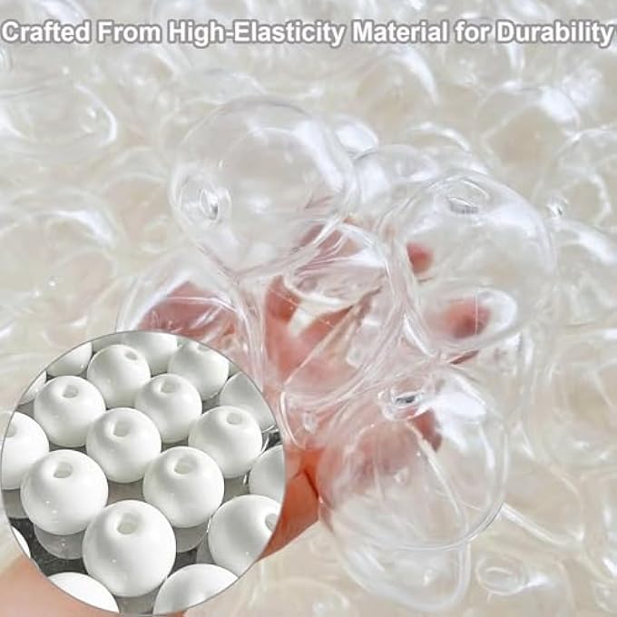 WEBUEP طقم كرات الضغط DIY مكون من 15 قطعة مع قشور فارغة ومضخة هواء وأداة توسيع لصنع كرات الضغط، اصنع كرات الضغط الخاصة بك للبالغين (15 شفاف) - Image 3