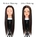 Opini 26 Inch Mannequin Head 80% Real Human Hair Styling Mannequin Doll Head Human Hair for Hairdresser Practice Hair and Makeup With Free Clamp (#4 No Makeup) - Image 3