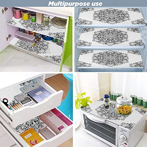 E-Retailer® Waterproof PVC Refrigerator Drawer Mats/Multipurpose Mat/Fridge Mats Set of 4 Pcs (Dmask Black, Size-17.5X11.5 Inch) - Image 2