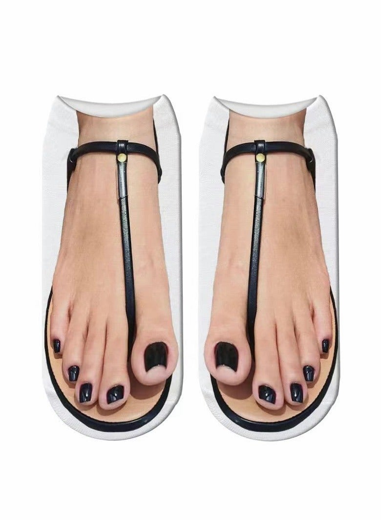 كاست ويف جوارب بنقشة ثلاثية الأبعاد، 3 أزواج من جوارب فليب فلوب مطبوعة، جوارب فليب فلوب مخفية مضحكة - Image 4