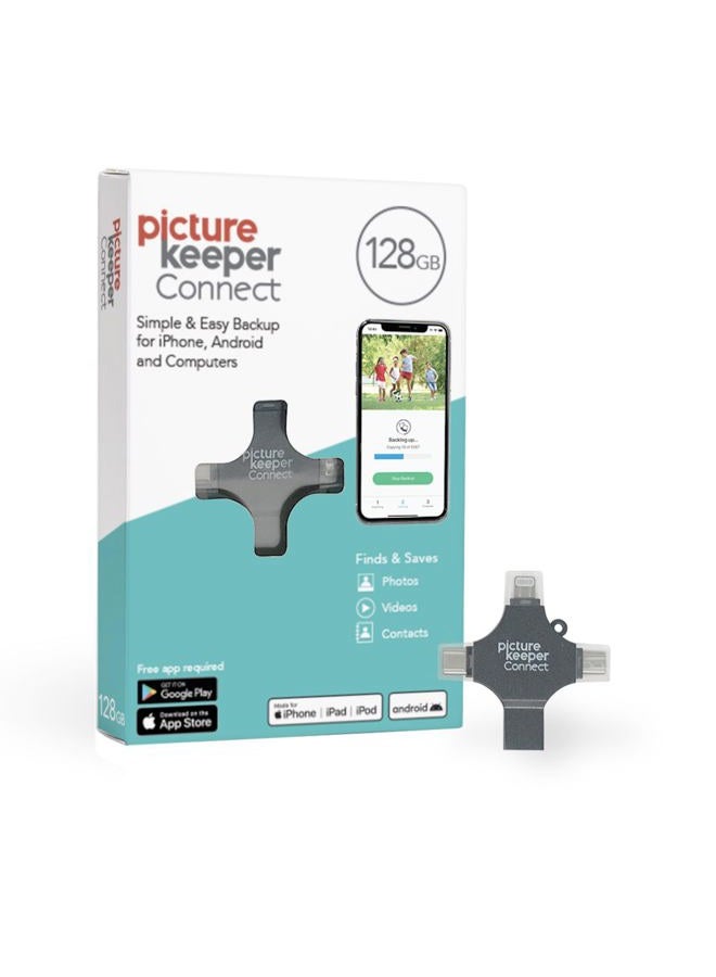 Picture Keeper Connect Photo & Video USB Flash Drive for Apple, Android, and PC Devices, 128GB Thumb Drive - Image 1