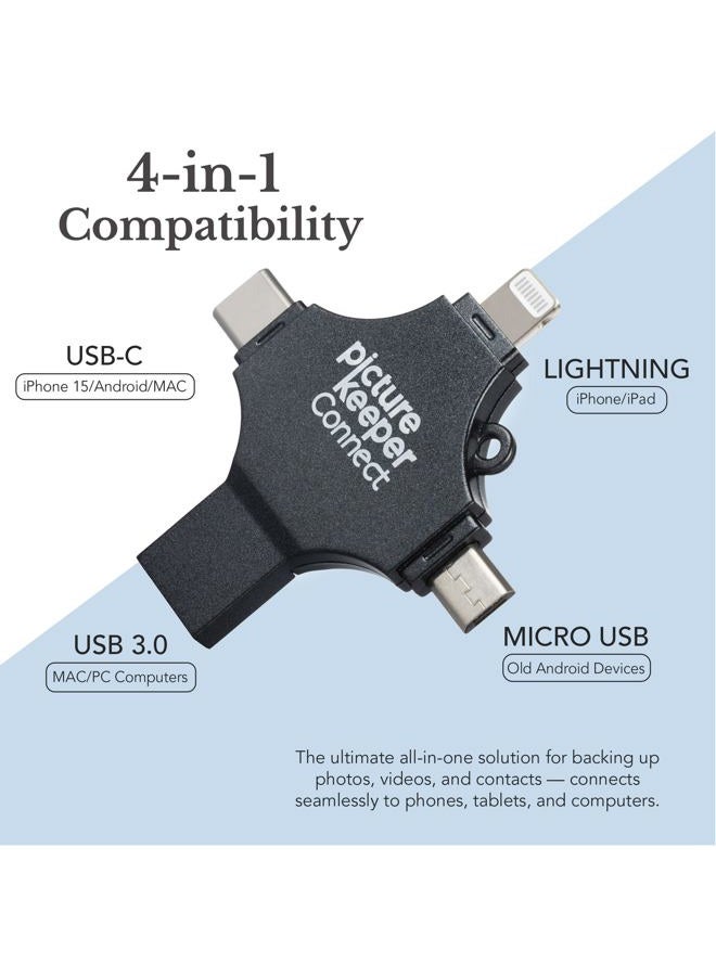Picture Keeper Connect Photo & Video USB Flash Drive for Apple, Android, and PC Devices, 128GB Thumb Drive - Image 2