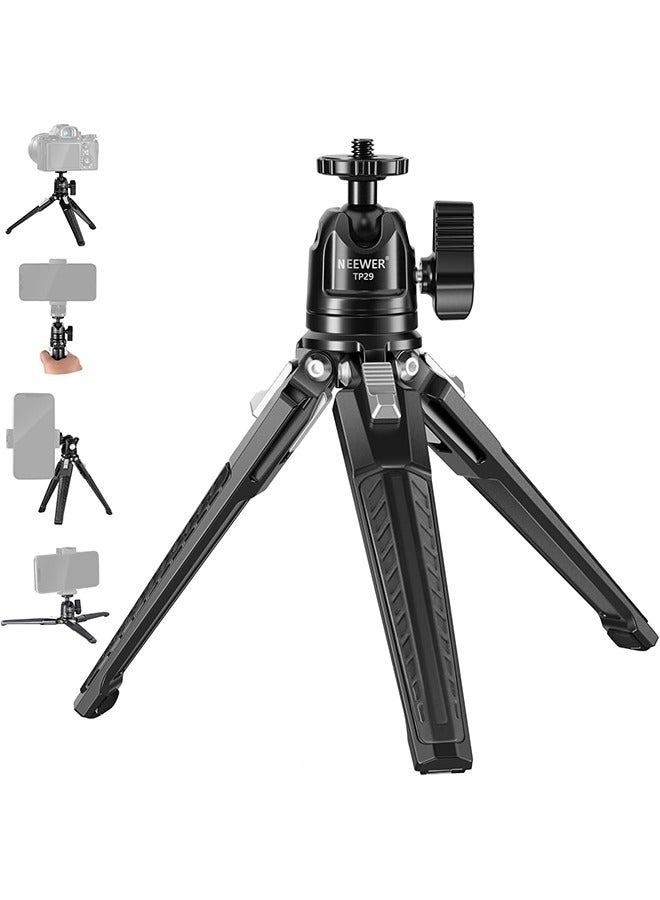 Neewer NEEWER Mini Metal Table Tripod with 360° Ball Head, Supports Vertical Recording and Handle, Portable Travel Tripod with 1/4 Inch Screw for Camera Mobile Phone Action Cam, Max. Load 3 kg, TP29  - Image 1