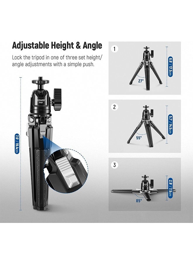 Neewer NEEWER Mini Metal Table Tripod with 360° Ball Head, Supports Vertical Recording and Handle, Portable Travel Tripod with 1/4 Inch Screw for Camera Mobile Phone Action Cam, Max. Load 3 kg, TP29  - Image 5
