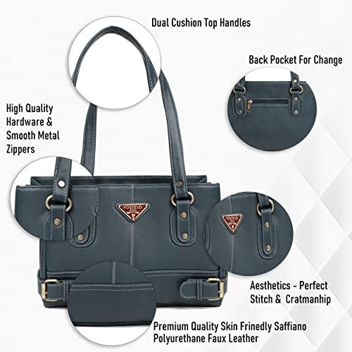Fostelo Women's Cuckoo Satchel Tote Handbag for Women | Ladies Purse | Stylish Shoulder Bag | Gift For Women | Blue - Image 2