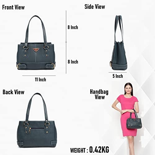 Fostelo Women's Cuckoo Satchel Tote Handbag for Women | Ladies Purse | Stylish Shoulder Bag | Gift For Women | Blue - Image 3