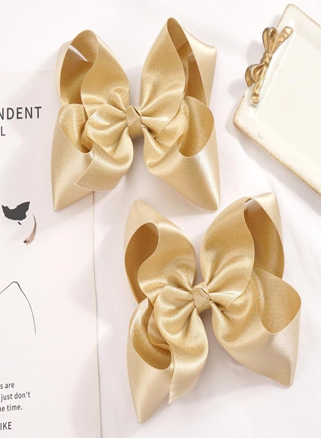 BBgifts 5.5 Inch 2pcs Yellow Gold Hair Bows for Girls Grosgrain Ribbon Toddler Hair Accessories with Alligator Clips for Toddlers Baby Girls Kids Teens - Image 5
