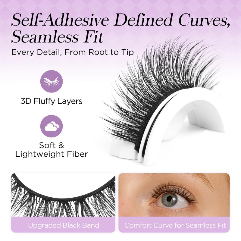 BEYELIAN Self Adhesive Eyelashes Natural Look, Pre Glued Wispy False Lashes No Glue Required, Faux Mink Eyelashes 5 Pairs ZCV-204 - Image 4