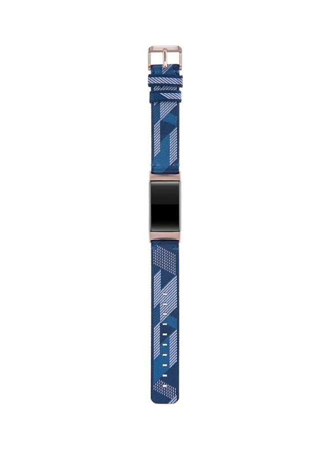 NIBEMINENT Nylon Denim Replacement Band For Fitbit Charge 4/Charge 3/Charge 3 SE Blue Stripe - Image 2