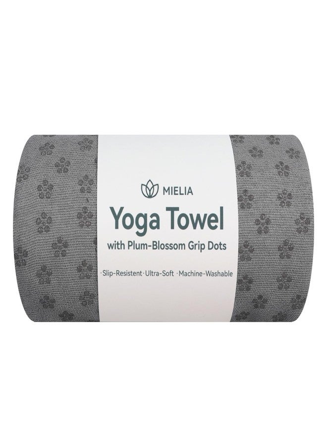 MIELIA Hot Yoga Towel Non Slip,Yoga Mat Towel with Grip Dots - Super Absorbent Microfiber Sweat Towel for Hot Yoga & Pilates, 72" x 24.5", Gray - Image 1