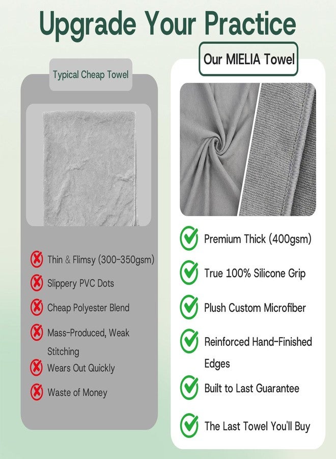 MIELIA Hot Yoga Towel Non Slip,Yoga Mat Towel with Grip Dots - Super Absorbent Microfiber Sweat Towel for Hot Yoga & Pilates, 72" x 24.5", Gray - Image 5