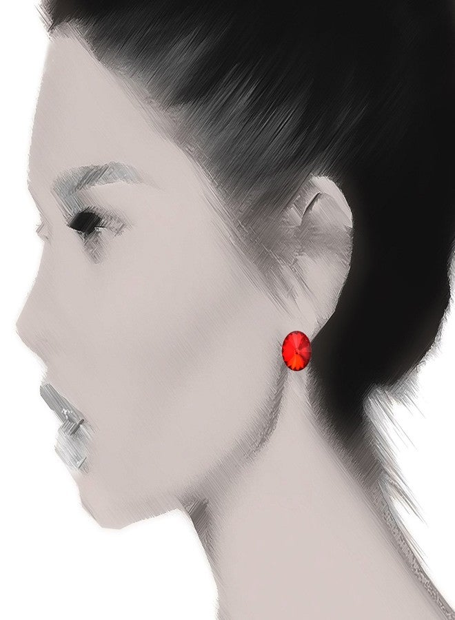 Spinningdaisy Round Glass Crystal Stud Earrings (Red Stud) - Image 4