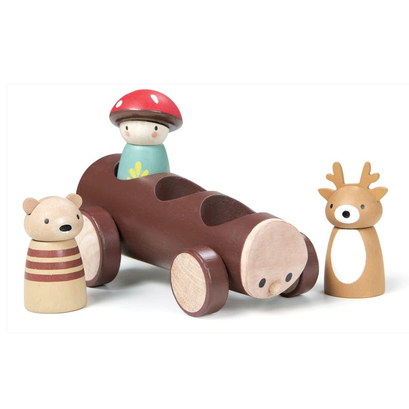 Tender Leaf Toys - Timber Taxi - Wooden Log Shaped Push Vehicle with 3 Removeable Characters - Open-Ended Play Toy  Explore Role-Play and Imagination for Boys and Girls - Age 18m+ - Image 2