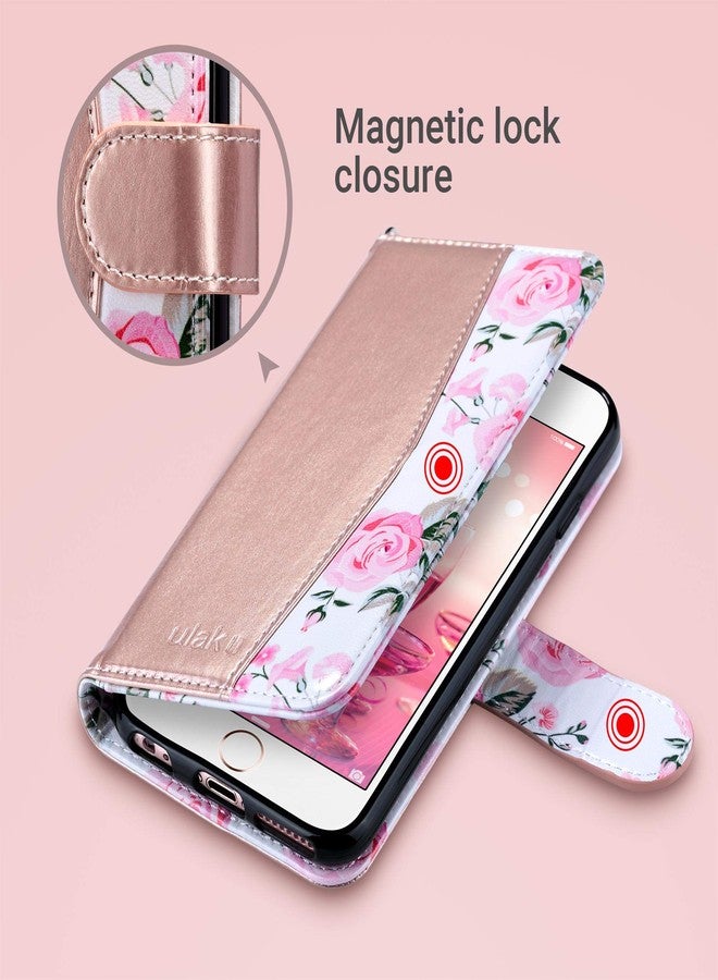 ULAK Wallet Case for iPhone 6s Plus, iPhone 6 Plus Case, Flip Folio PU Leather Kickstand Case with Card Slot Wrist Strap ID Credit Card Pockets for iPhone 6 Plus / 6S Plus 5.5 inch, Rose Gold - Image 4