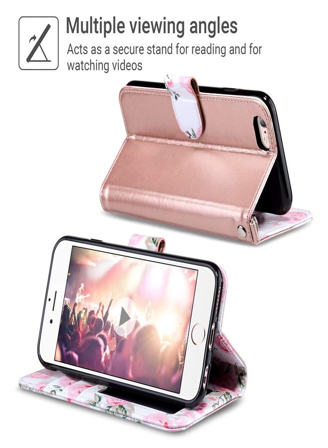 ULAK Wallet Case for iPhone 6s Plus, iPhone 6 Plus Case, Flip Folio PU Leather Kickstand Case with Card Slot Wrist Strap ID Credit Card Pockets for iPhone 6 Plus / 6S Plus 5.5 inch, Rose Gold - Image 3