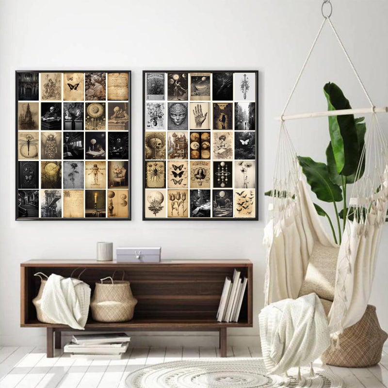 KBKBART Dark Academia Wall Collage Kit  70pcs Dark Academia Wall Decor Vintage Poster  Retro Style Dark Aesthetic Room Decor  Light Academia Photo Collage Kit 4""x6"" Aesthetic Picture  Gothic Home Decor for - Image 5
