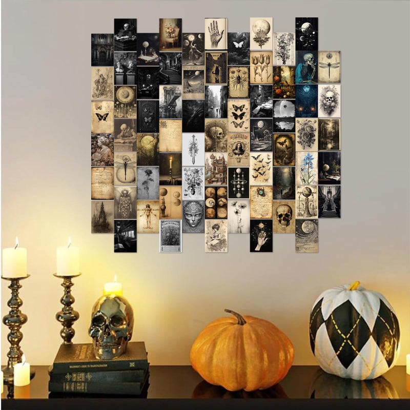 KBKBART Dark Academia Wall Collage Kit  70pcs Dark Academia Wall Decor Vintage Poster  Retro Style Dark Aesthetic Room Decor  Light Academia Photo Collage Kit 4""x6"" Aesthetic Picture  Gothic Home Decor for - Image 4