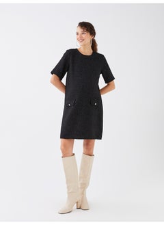 Crew Neck Dobby Short Sleeve Maternity Dress