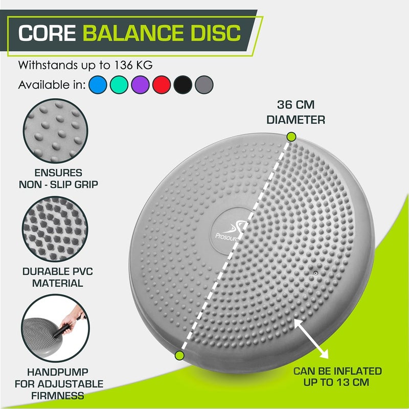 ProsourceFit Core Balance Disc Trainer, 14” Diameter with Pump for Improving Posture, Fitness, Stability - Image 3