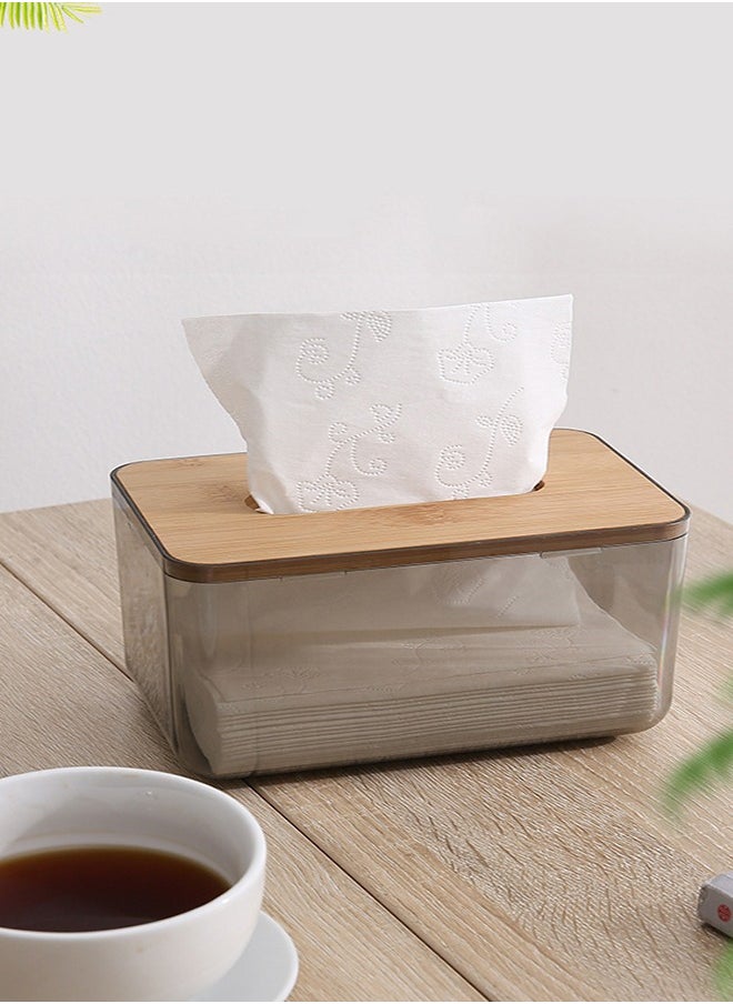 Generic - Tissue Wipes Holder Dispenser Box Dryeret Toilet Roll Paper Storage Container Restaurant Napkin Case For Room Kitchen Bathroom Vanitys Desktops (Wooden Tissue Box Rectangle) - Image 1