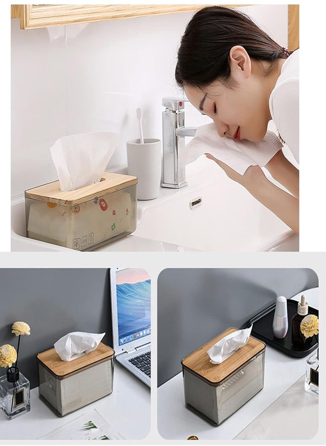 Generic - Tissue Wipes Holder Dispenser Box Dryeret Toilet Roll Paper Storage Container Restaurant Napkin Case For Room Kitchen Bathroom Vanitys Desktops (Wooden Tissue Box Rectangle) - Image 1