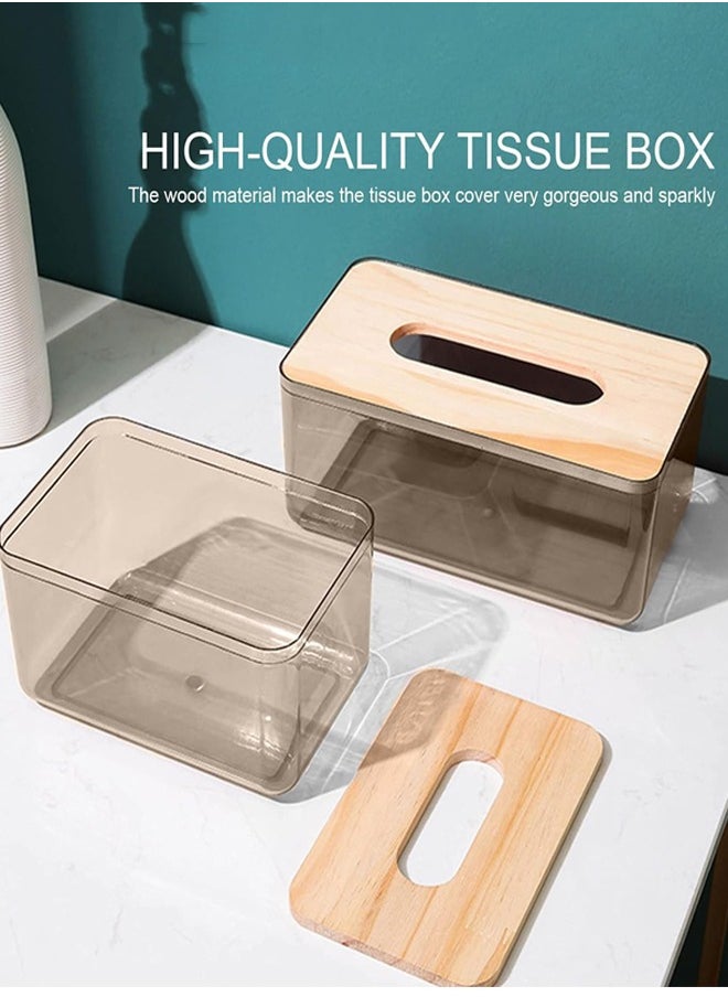 Generic - Tissue Wipes Holder Dispenser Box Dryeret Toilet Roll Paper Storage Container Restaurant Napkin Case For Room Kitchen Bathroom Vanitys Desktops (Wooden Tissue Box Rectangle) - Image 1