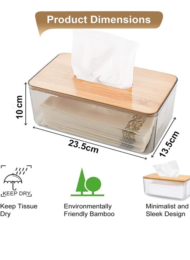 Generic - Tissue Wipes Holder Dispenser Box Dryeret Toilet Roll Paper Storage Container Restaurant Napkin Case For Room Kitchen Bathroom Vanitys Desktops (Wooden Tissue Box Rectangle) - Image 1