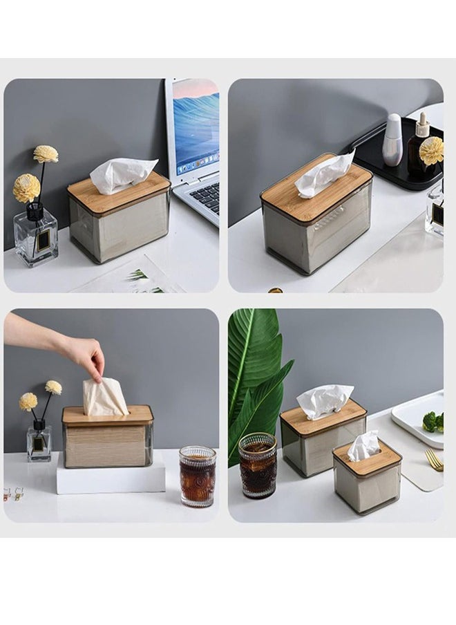 Generic - Tissue Wipes Holder Dispenser Box Dryeret Toilet Roll Paper Storage Container Restaurant Napkin Case For Room Kitchen Bathroom Vanitys Desktops (Wooden Tissue Box Rectangle) - Image 1