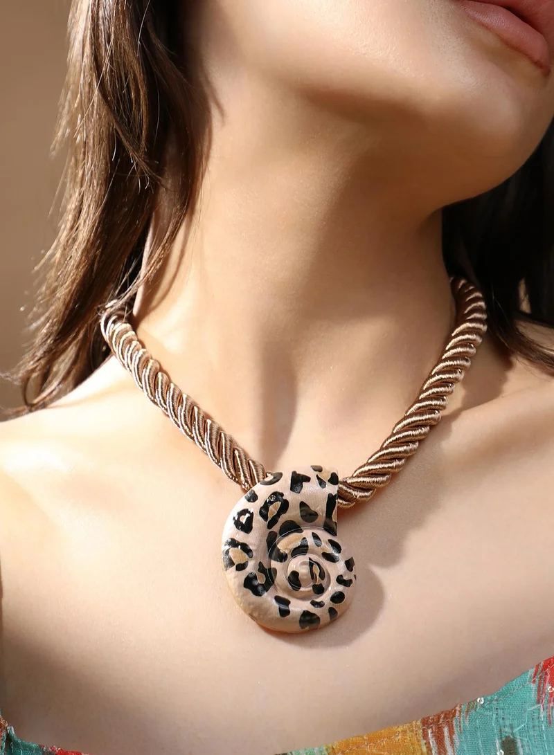 Sohi  Leopard Print Heart Necklace for Women | Best Price UAE