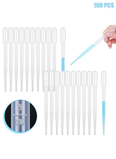 100PCS البلاستيك الماصات نقل المتاح ، 3ML معايرة ماصة قطارة لمختبر العلوم