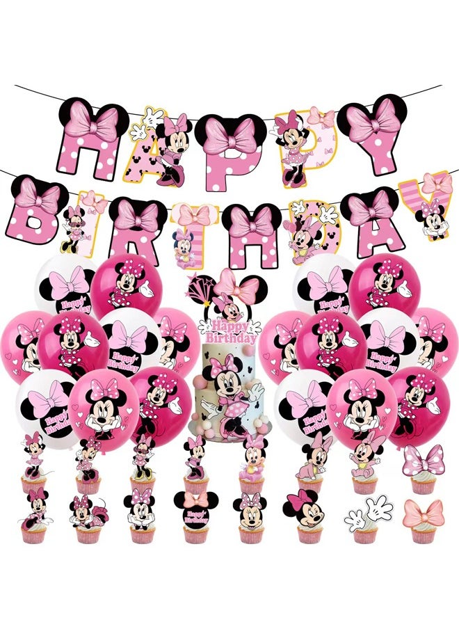 Zeemey - Mickey Minnie Balloon Garland Set with  Happy Birthday Banner,Cake Topper,Perfect for Graduation Baby Shower Birthday Bachelorette Party Backdrop Decoration,Suitable for Indoor and Outdoor - Image 1