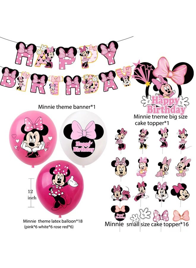 Zeemey - Mickey Minnie Balloon Garland Set with  Happy Birthday Banner,Cake Topper,Perfect for Graduation Baby Shower Birthday Bachelorette Party Backdrop Decoration,Suitable for Indoor and Outdoor - Image 1