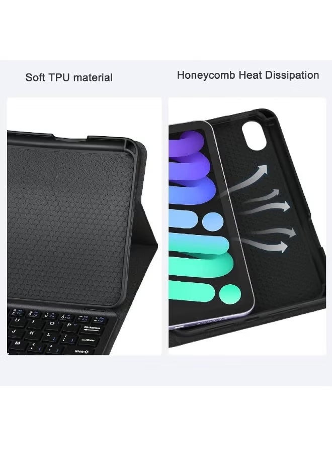 ZOOMEE Keyboard Case for iPad Mini 7(2024) & Mini 6(2021) 8.3", Detachable Touchpad BT Keyboard with English and Arabic Letters, Magentic Protective Cover with Pencil Holder, Full Protection, Black - Image 3