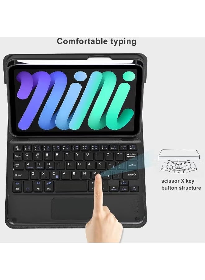 ZOOMEE Keyboard Case for iPad Mini 7(2024) & Mini 6(2021) 8.3", Detachable Touchpad BT Keyboard with English and Arabic Letters, Magentic Protective Cover with Pencil Holder, Full Protection, Black - Image 4