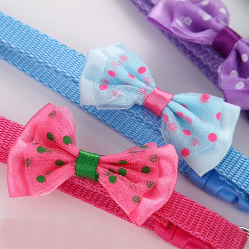 Flymind 18Pcs Puppy Collars, Cat ID Collars with Bell Adjustable 19-32cm, Polka Dot Bow Soft Nylon Adjustable Breakaway Identification Collars for Puppy Kittens - Image 3