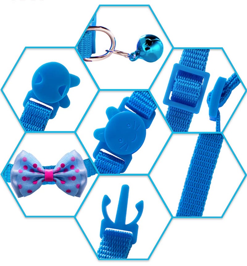 Flymind 18Pcs Puppy Collars, Cat ID Collars with Bell Adjustable 19-32cm, Polka Dot Bow Soft Nylon Adjustable Breakaway Identification Collars for Puppy Kittens - Image 5