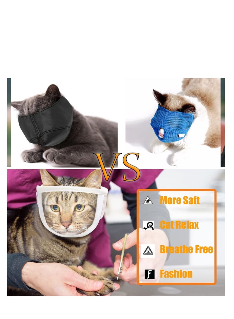 Excefore Cat Face Guard, Transparent Breathable Cat Face Mask, Cat Muzzle for Grooming, Anti-bite and Anti-licking Pet Mouth Cover, for Nail Trimming, Bathing (Size:M)  - Image 4