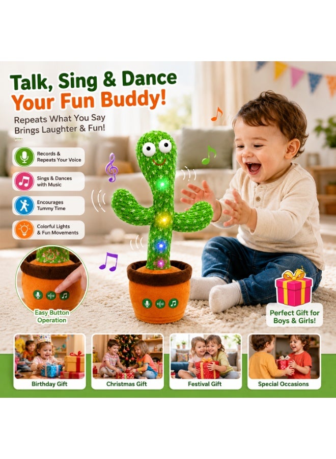 EVERSTRIDE Cactus Toy Interactive Dancing Talking Baby Toy, Musical Singing Repeat What You Say Light Up Toy for Infants & Toddlers 6–18 Months, 1 2 3 Year Old Boy Girl - Image 2