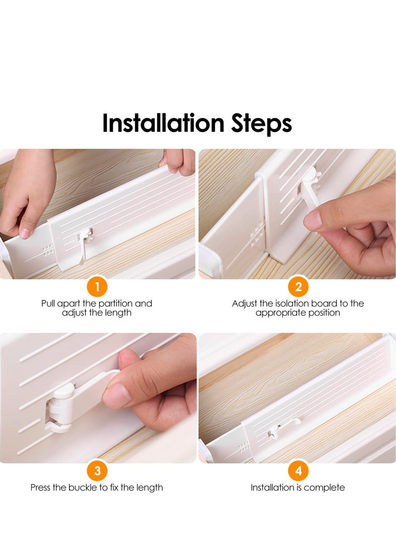 SOLARAE 4 Pack Draw Dividers Organizer, Adjustable Separators, Expandable from 10.8-17.7″ for Bedroom, Bathroom, Closet,Clothing, Office, Kitchen Storage, Strong Secure Hold, Locks in Place - Image 5