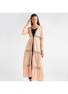 FAV Lace Detail Longline Tiered Shrug with Tie-Ups and Long Sleeves  - Image 1