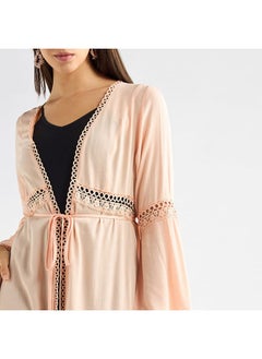 FAV Lace Detail Longline Tiered Shrug with Tie-Ups and Long Sleeves  - Image 4